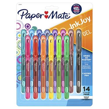 Imagem de Paper Mate Canetas de gel InkJoy ponta média (0,7 mm) cores sortidas com tampa, 14 unidades