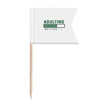 Imagem de Presente Art Deco de crescimento adulto com bandeiras de palito de dentes modernas, marcações de rotulagem para bolo de festa, comida e queijos