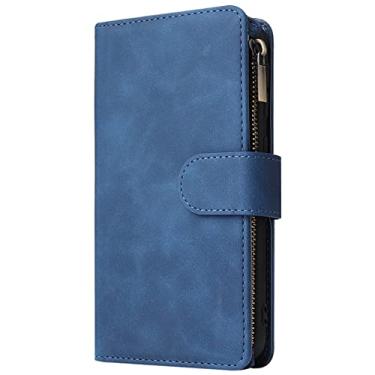 Imagem de Capa de couro retrô para Samsung Galaxy A02S A03S A10 A11 A12 A13 A20 A21S A22 A31 A32 A33 A50 A52 A53 A73 Carteira de cartões, azul, para Samsung A70 A70S