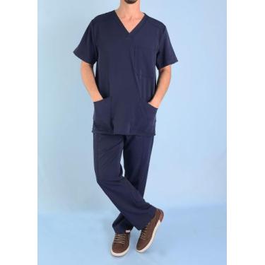 Imagem de Pijama Cirúrgico Masculino (Scrub) Cesar - Azul Marinho - Nihon Medica
