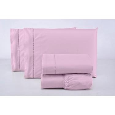 Imagem de Jogo de cama queen 4 peças 100% algodão 400 fios rosa