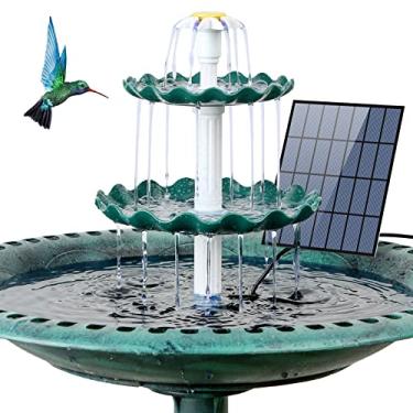 Imagem de AISITIN Banho de pássaro em 3 camadas com bomba solar de 2,5 W, fonte solar removível e adequada para banho de pássaros, decoração de jardim, alimentador de pássaros ao ar livre