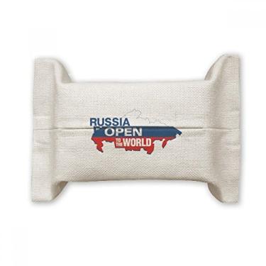 Imagem de Bolsa de linho de algodão com mapa de bandeira aberta para o mundo da Rússia