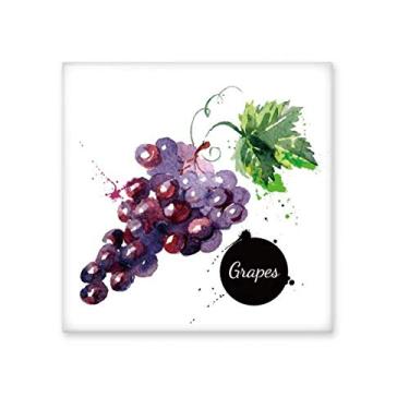 Imagem de Adesivo brilhante de azulejo de cerâmica de aquarela saboroso com frutos de uva
