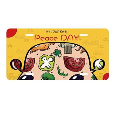 Imagem de DIYthinker Placa de carro Pizza Tomate Foods Peppers Cebola Placa de carro Decoração Dia da Paz