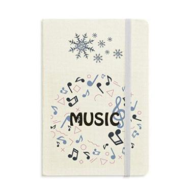 Imagem de Caderno de notas musicais em formato redondo azul escuro grosso flocos de neve inverno