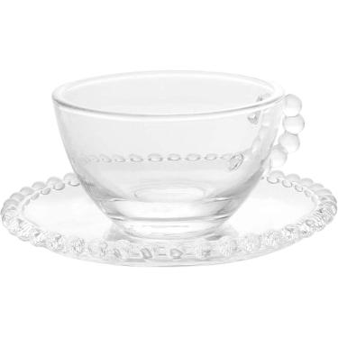 Imagem de Cj 4 Xícaras Chá Cristal Com Pires 180Ml Transparente