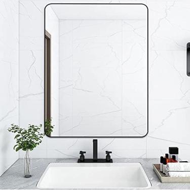 Imagem de Espelho De Banheiro Retangular Com Armação De Metal Preto Espelho De Parede Espelho De Destaque Decorativo Espelho De Penteadeira 30 X 40 Cm 50 X 70 Cm Pendura Na Horizontal Ou Vertical,Preto,70 X