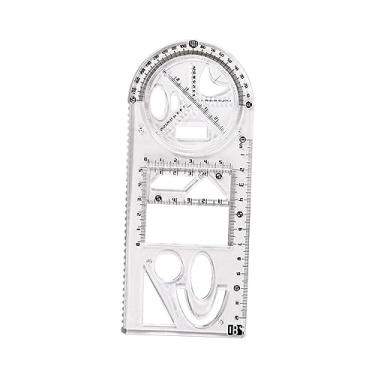 Imagem de Generic Régua geométrica multifuncional, ferramenta de estêncil de medição, artesanato portátil, réguas de desenho, modelo de régua para professores de, estilo C