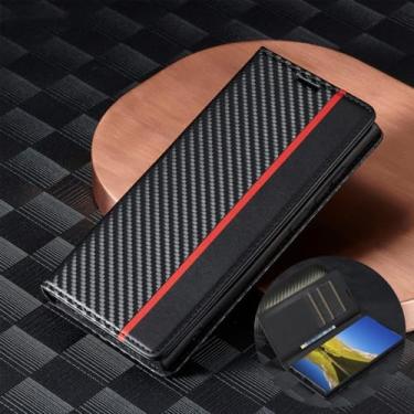 Imagem de Capa de couro de fibra de carbono para Samsung Galaxy S23 S22 S21 S20 FE Ultra Plus S10 S9 S8 Plus A54 5G Note 20 Ultra Flip Wallet Case, cor A, para Samsung S10 Plus