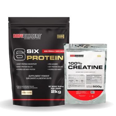Imagem de Kit Whey Protein Concentrado 6 Six Protein 2kg + 100% Creatina 500g - Bodybuilders (Cappuccino)