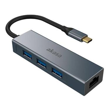 Imagem de HUB USB-C - 3 Portas USB 3.1 - 1 Porta RJ45 - Akasa AK-CBCA20-18BK