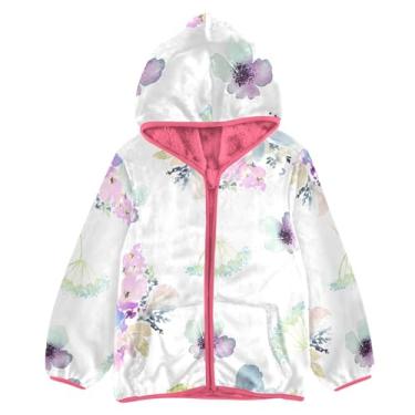 Imagem de KLL Flores Aquarela Cores Suaves Casaco de Lã com Capuz Bebê Bebê Menino Roupas Rosa Bebê Menino Zíper Moletom 3T, Aquarela de flores em cores suaves, 5 Anos