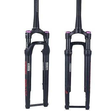 Imagem de BOLANY Garfo de suspensão para bicicleta de estrada 60 mm viagem 700C freio a disco off-road XC Air Fork Bloqueio manual 100 * 12 mm através do eixo amortecedor de bicicleta