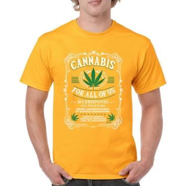 Imagem de Camiseta masculina Cannabis for All 420 Weed Leaf Smoking Marijuana Legalize Pot Funny High Stoner Humor Pothead, Amarelo, P