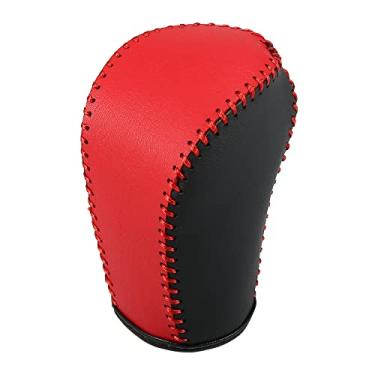 Imagem de A ABSOPRO Tampa do botão de mudança de marcha com acabamento de alavanca de transmissão automática para Honda Civic 10ª geração 2016-2021 couro PU preto vermelho