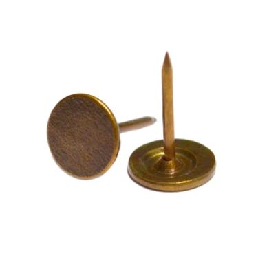 Imagem de 100 pçs prego de cabeça chata bronze vintage decorativo tachas redondas de latão para estofamento pino de polegar de cobre antigo para móveis sofá cadeira caixa de madeira (diâmetro da cabeça: 1/5.1