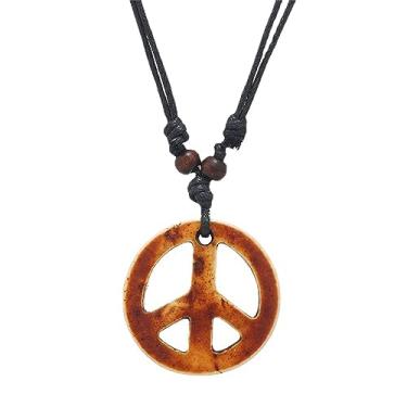 Imagem de Dreuyet Colar com pingente de sinal de paz para homens mulheres personalizado de aço inoxidável punk hippie anos 60 anos 70 colar com pingente anti-guerra festa de Halloween 1960 1970 acessórios hippie, Aço inoxidável, desconhecido