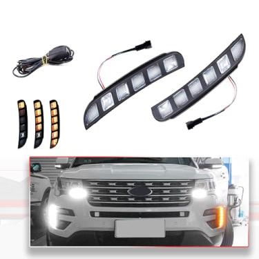 Imagem de MODIPIM 2 peças L/R para-choque dianteiro Switchback LED DRL luzes de seta para Ford Explorer 2016-2019