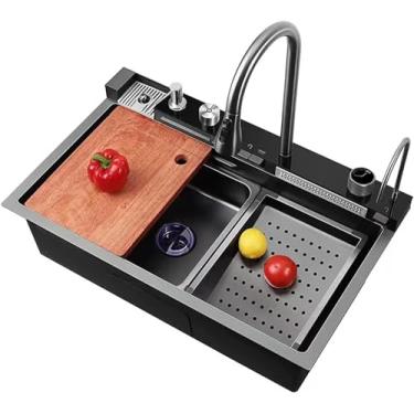 Imagem de Kit Cuba Quadrada + Torneira Extensivel com Controle de Temperatura Dispenser e Cascata Eletrônica - Completa