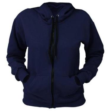 Imagem de Blusa Moletom Com Ziper Masculino Plus Size Azul Marinho-Masculino