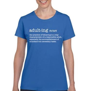 Imagem de Camiseta Adulting Definition Funny Adult Life is Hard Humor Parenting Responsibility 18th Birthday Gen X Women's Tee, Azul, P