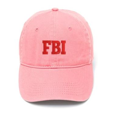 Imagem de L8502-LXYB Boné de beisebol masculino bordado FBI algodão lavado, rosa, 7 1/8