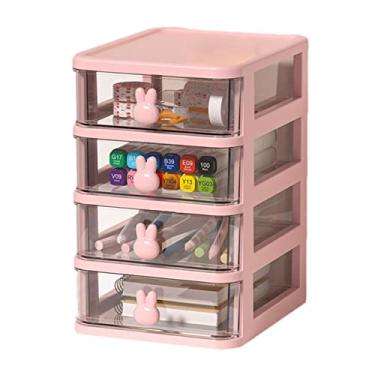 Imagem de Organizador de maquiagem Organizador de vaidade, Organizador de bancada Gavetas de armazenamento de mesa Organizador de cosméticos de 4 camadas Caixa de suporte transparente para artesanato Artesanato