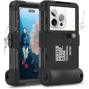 Imagem de SZAMBIT Diving Phone Case Compatível com iPhone,Capa Profissional para Fotografia Subaquática de 15 m,Estojo de Mergulho Compatível com iPhone 14/13/12/ Pro Max,Preto