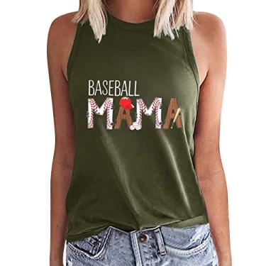 Imagem de Nagub Camiseta regata de beisebol feminina sem mangas plus size com estampa da bandeira americana camisetas casuais verão básico para treino 2024, Verde 2, M