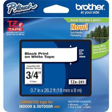 Imagem de Fita Rotuladora Brother TZE241EU 18mm x 8m Preto Sobre Branco Fita Rotuladora TZE241EU Brother