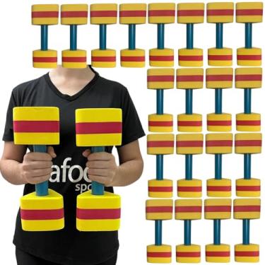 Imagem de Kit 10 Pares Halteres Aquáticos Hidroginástica em EVA DF1105-AM 2 à 3kg Amarelo e Vermelho Dafoca Sports