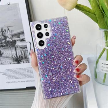 Imagem de Para Samsung Galaxy S23 Ultra S22 Plus S21 S20 FE S7 S8 Edge S9 S10 Note 20 Capa de silicone com glitter macio capa brilhante, roxa, para Samsung S21 FE