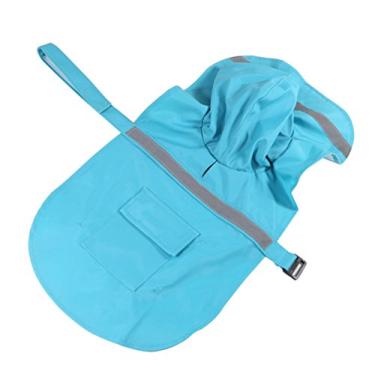 Imagem de Jaqueta de chuva Creation Core para uso ao ar livre, cachorro, leve, respirável, ajustável, à prova d'água, com tiras refletoras (azul claro, SM)