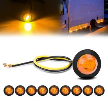 Imagem de GOOACC Marcador lateral de 3/4 polegadas 10 peças âmbar redondo folga LED frontal traseira luz indicadora para trailer, van, caravana, barco, caminhão, trailer, carro, ônibus