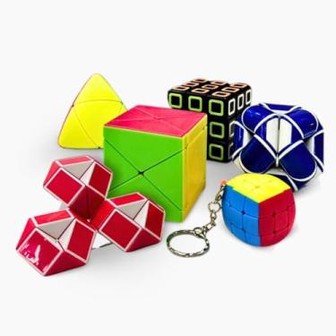 Imagem de Cubo Mágico Kit Com 6 Cubos Mágico Interativo Divertido Cubo Pirâmide Cubo Chaveiro Cubo Algoritmo Multifaces Esfera Multifaces Arredondada Cubo Multifaces Quadriculado