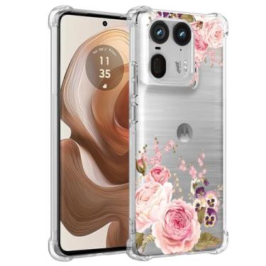 Imagem de Ueokeird Capa de telefone para Motorola Edge 50 Ultra/Moto X50 Ultra 5G XT2401-2 Capa para meninas e mulheres, capa protetora fina à prova de choque com padrão floral flexível TPU para Motorola Edge