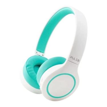 Imagem de Headphone Bluetooth Pulse Head Beats Branco/verde- Ph342 - MULTILASER