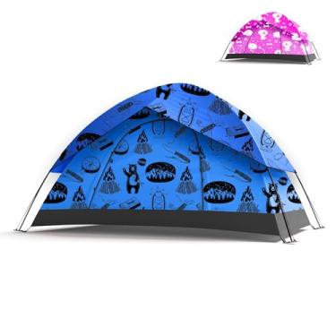 Imagem de KidzAdventure Tenda 2 em 1 para uso interno/externo para crianças, camada dupla PU1500 impermeável, leve e fácil de abrir para crianças/barracas, ideal para quintal, acampamento externo ou brincar