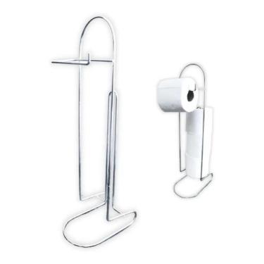 Imagem de Papeleira Para Papel Higiênico Banheiro Luxo Cromado Chão - Modelo Nov