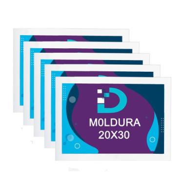 Imagem de Kit 5 Molduras Brancas 20x30 Com Fundo Em Eucatex Para Decoração e Art