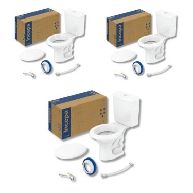 Imagem de Kit 3 de Bacia com Caixa Acoplada 3/6l Zip Branco