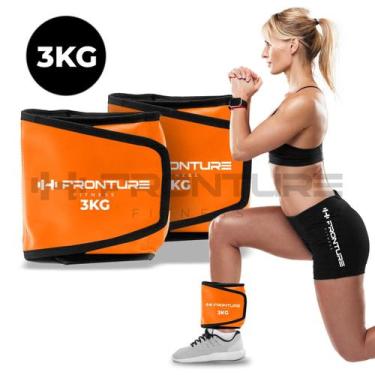 Imagem de Par de Caneleira Peso 3Kg LARANJA Treino pernas Treinar em Casa Academ