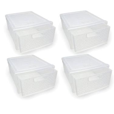 Imagem de Kit 4 Gaveteiros Empilhável Modular  Rattan Transparente - Nitron