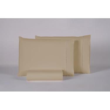 Imagem de Jogo de Lençol de Cima 03 Peças Ponto Palito Algodão Percal 180 Fios Diversos Tamanhos (Caqui, Solteiro 02 Peças)