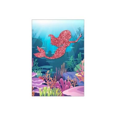 Imagem de Painel De Festa Vertical 1,50 x 2,20 -  Sereia Efeito Glitter Rosa 017