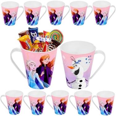 Imagem de Kit 10 Xícara Plástica Frozen Elsa Anna para Festa Infantil e Decoraçã