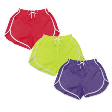 Imagem de Kit 3 Short Praia Feminino Liso Neon Casual Treino Corrida - MP Moda M