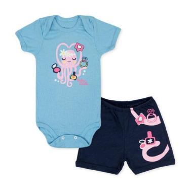 Imagem de Conjunto Infantil Body Manga Curta Verão - Baby Duck, 3, Polva linda a