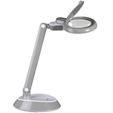 Imagem de OttLite Lâmpada de mesa LED com lupa economizadora de espaço – ampliação de grau óptico, braço ajustável, cabeça giratória, portátil para viagens, para artesanato e bordado